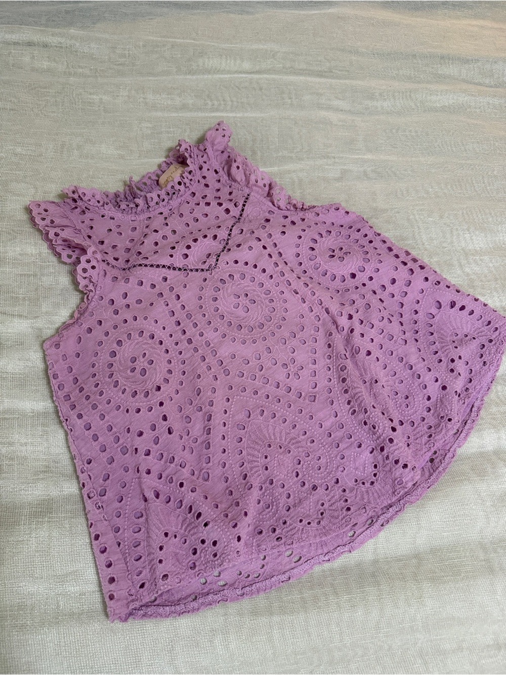 Gypsy and Gold Purple Eyelet Lace Sleeveless Top, Size S - Picture 5 of 10